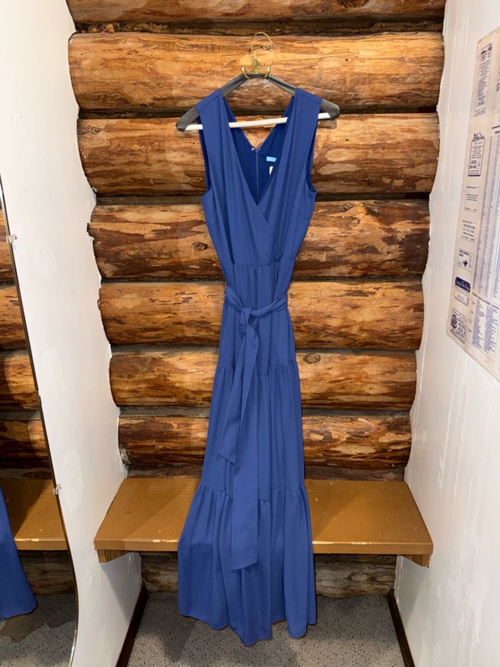 💙NWT J.McLaughlin Sleeveless V-Neck Blue Maxi Dress with Waist Tie